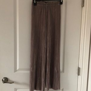 Zara Taupe pleated palazzo pants.